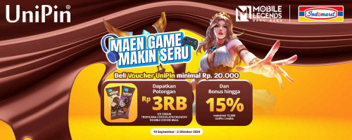 Beli Voucher UniPin di Indomaret, Diskon 3ribu Pembelian Ice Cream Campina + Bonus hingga 15% UniPin Credits